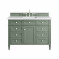 James Martin Vanities Brittany 48in Single Vanity, Smokey Celadon w/ 3 CM White Zeus Top 650-V48-SC-3WZ